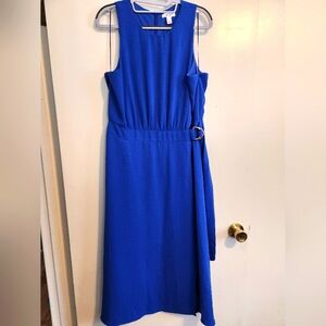 Sz L Nine West Blue Faux Wrap Dress